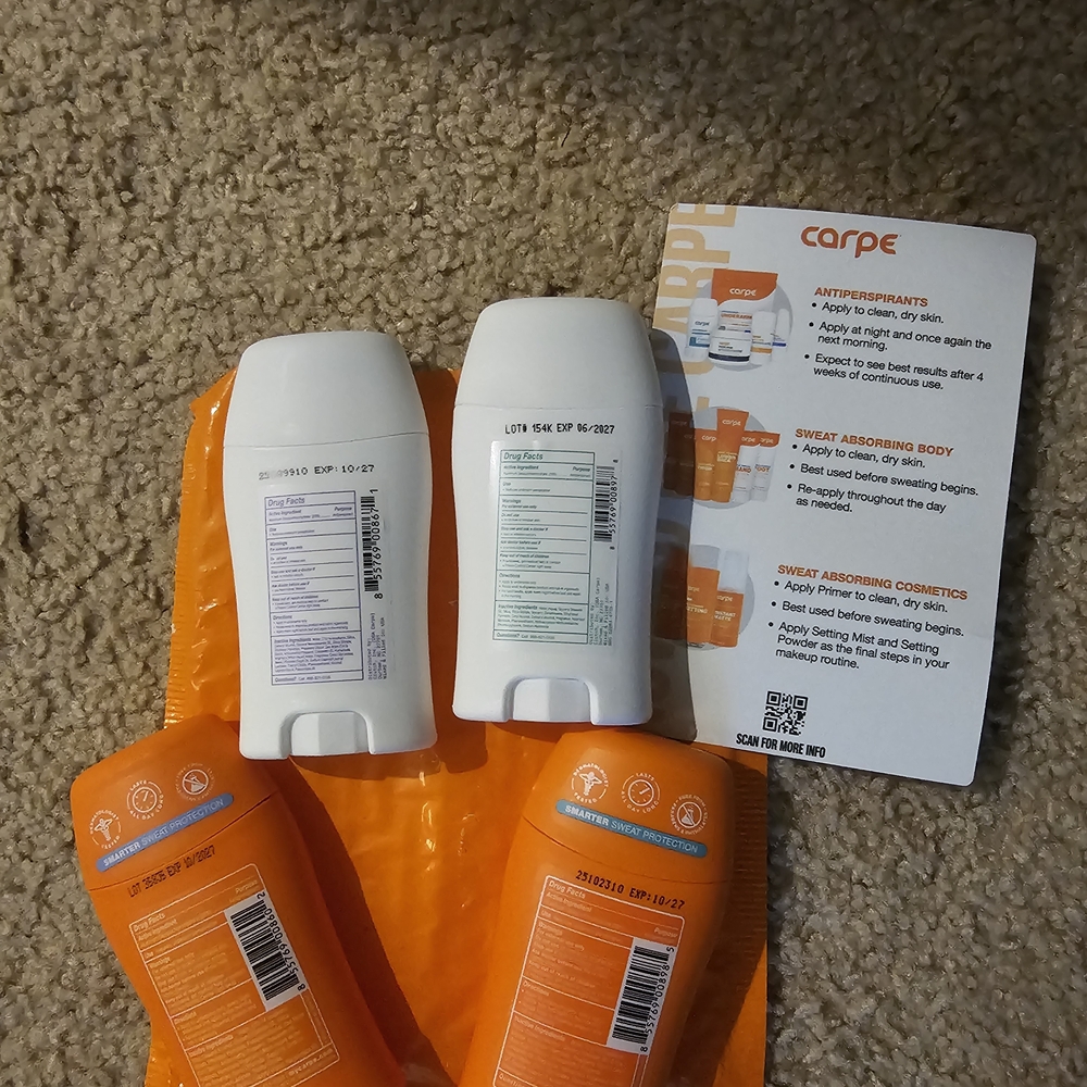 Carpe Antiperspirant Underarm Lotion Set - White and Orange. I Ordered Too Much! - Picture 2 of 3